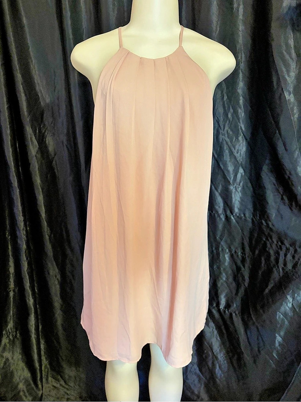 Everly Pleated Halter Neck Mini Dress Pink Size Small